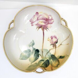 Antique Hand Painted Nippon Candy Bowl with Handles, Early 1900s